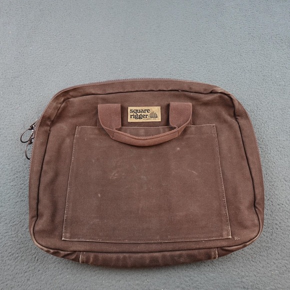 Vintage Lands End Square Rigger Briefcase Bag Satchel Organizer 16x15 - Picture 1 of 7